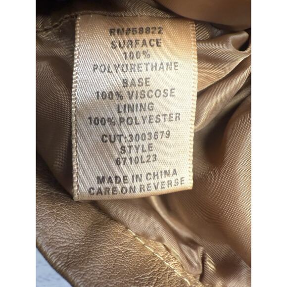 Max Studio Faux Leather Jacket Women's Size Small Brown Moto Zip Front Pocket's - Picture 6 of 6